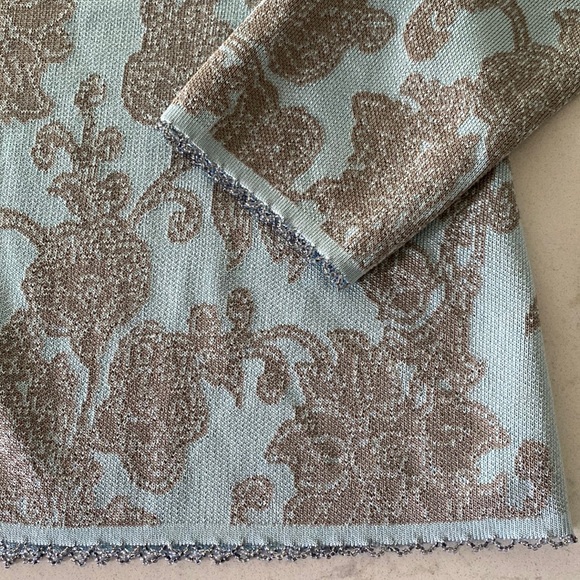 Sigrid Olsen Collection Aqua and Taupe Silk Blend Sweater Set - Size Medium - Picture 15 of 16